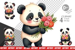 Panda Spring Bouquet Clipart Product Image 1