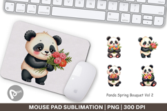 Mouse Pad Panda Spring Bouquet Product Image 1