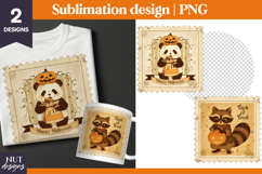 Post Stamp Halloween card, Retro Halloween Panda Raccoon Product Image 1