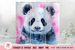 Panda Tumbler Wrap, Alcohol Ink Tumbler Wrap, Panda Png, Cute Tumbler Wrap