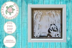 Giant panda bear 3d shadow box layered template Product Image 3