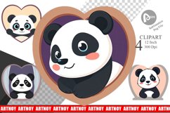 Clipart Heart Panda Product Image 1