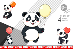 Balloon Panda Clipart Product Image 1
