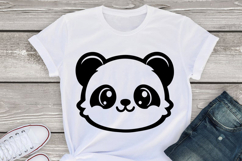 Cute Panda black silhouette SVG PNG, Kawaii Panda SVG Clipar Product Image 3