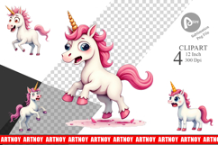 Panic Unicorn Clipart Product Image 1