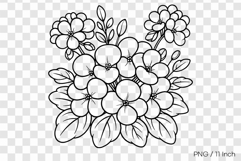 Black ink line art Pansy coloring page PNG Flower illust Product Image 1