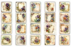 Vintage Pansies | Digital Paper JPG 12"x12" Product Image 2