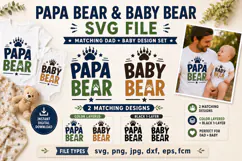 Papa Bear Baby Bear Matching Dad and Baby SVG File Product Image 2