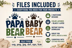 Papa Bear Baby Bear Matching Dad and Baby SVG File Product Image 5