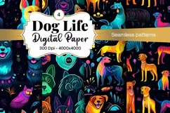 Dog Paw Digital Paper Seamless Scrapbook Paper Product Image 1