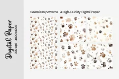 Dog Paw Digital Paper Seamless Scrapbook Paper Product Image 3