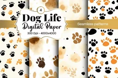 Dog Paw Digital Paper Seamless Scrapbook Paper Product Image 1