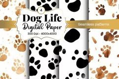 Dog Paw Digital Paper Seamless Scrapbook Paper Product Image 1