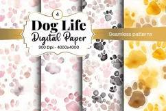 Dog Paw Digital Paper Seamless Scrapbook Paper Product Image 1