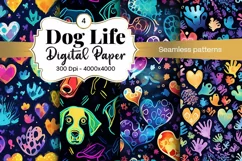 Dog Paw Digital Paper Seamless Scrapbook Paper Product Image 1