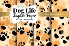 Dog Paw Digital Paper Seamless Scrapbook Paper Product Image 1