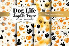 Dog Paw Digital Paper Seamless Scrapbook Paper Product Image 1