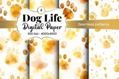 Dog Paw Digital Paper Seamless Scrapbook Paper Product Image 1