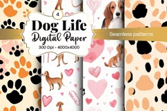 Dog Paw Digital Paper Seamless Scrapbook Paper Product Image 1