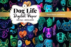 Dog Paw Digital Paper Seamless Scrapbook Paper Product Image 1
