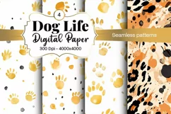 Dog Paw Digital Paper Seamless Scrapbook Paper Product Image 1