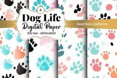 Dog Paw Digital Paper Seamless Scrapbook Paper Product Image 1