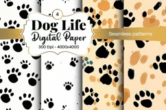 Dog Paw Digital Paper Seamless Scrapbook Paper Product Image 1