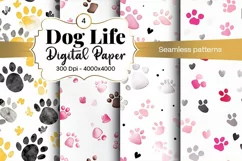 Dog Paw Digital Paper Seamless Scrapbook Paper Product Image 1