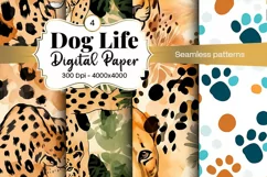 Dog Paw Digital Paper Seamless Scrapbook Paper Product Image 1