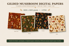 Gilded mushroom digital papers with seamless autumn pattern Product Image 1