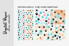 Dog Paw Digital Paper Seamless Scrapbook Paper Product Image 3