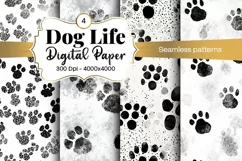 Dog Paw Digital Paper Seamless Scrapbook Paper Product Image 1