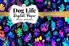 Dog Paw Digital Paper Seamless Scrapbook Paper Product Image 1