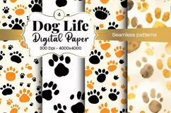 Dog Paw Digital Paper Seamless Scrapbook Paper Product Image 1
