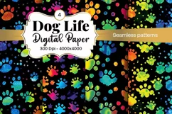 Dog Paw Digital Paper Seamless Scrapbook Paper Product Image 1