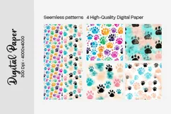 Dog Paw Digital Paper Seamless Scrapbook Paper Product Image 3