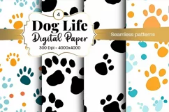 Dog Paw Digital Paper Seamless Scrapbook Paper Product Image 1