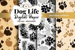 Dog Paw Digital Paper Seamless Scrapbook Paper Product Image 1
