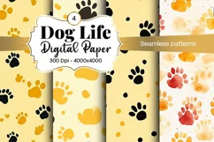 Dog Paw Digital Paper Seamless Scrapbook Paper Product Image 1