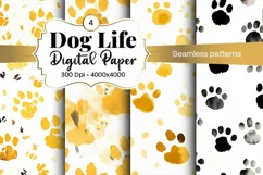Dog Paw Digital Paper Seamless Scrapbook Paper Product Image 1