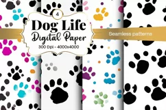 Dog Paw Digital Paper Seamless Scrapbook Paper Product Image 1