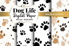 Dog Paw Digital Paper Seamless Scrapbook Paper Product Image 1
