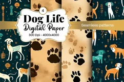 Dog Paw Digital Paper Seamless Scrapbook Paper Product Image 1