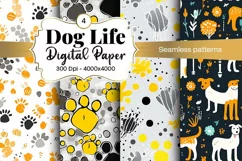 Dog Paw Digital Paper Seamless Scrapbook Paper Product Image 1
