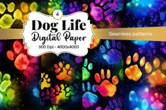 Dog Paw Digital Paper Seamless Scrapbook Paper Product Image 1