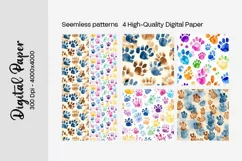 Dog Paw Digital Paper Seamless Scrapbook Paper Product Image 3