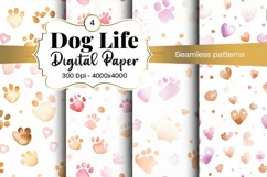 Dog Paw Digital Paper Seamless Scrapbook Paper Product Image 1