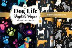 Dog Paw Digital Paper Seamless Scrapbook Paper Product Image 1