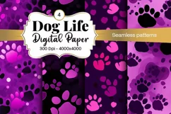Dog Paw Digital Paper Seamless Scrapbook Paper Product Image 1