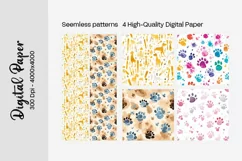 Dog Paw Digital Paper Seamless Scrapbook Paper Product Image 3